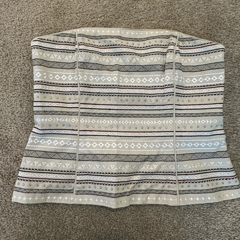 White House Black Market Cream Strapless Top